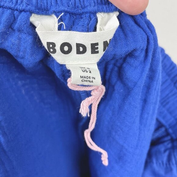 Boden Women's 2 Doublecloth Royal Blue Shorts 100% Cotton Pockets Beach Casual - Picture 12 of 13